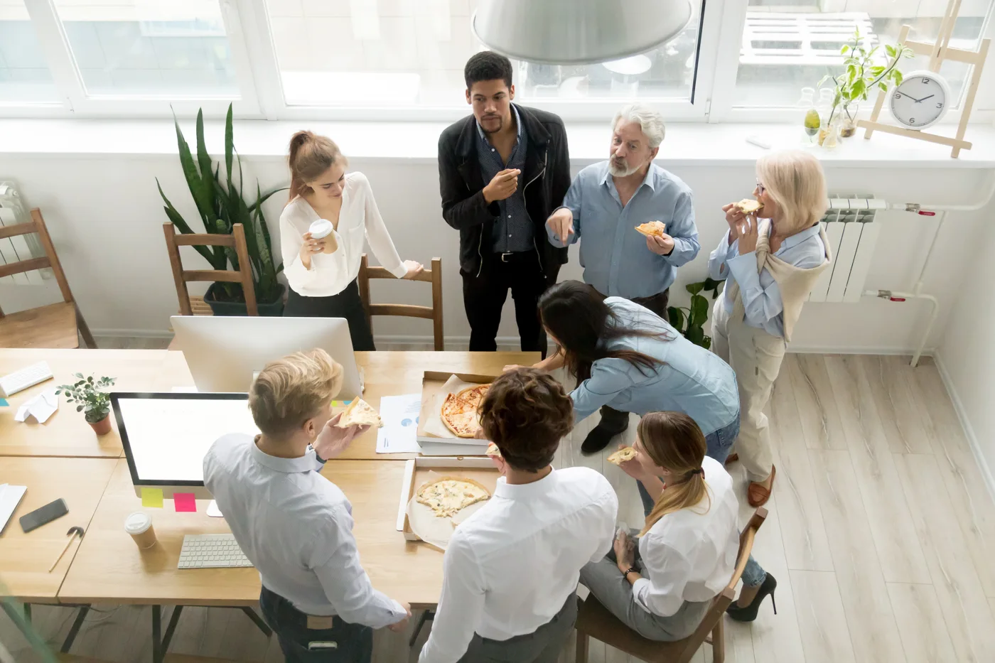 Professionals sharing lunch